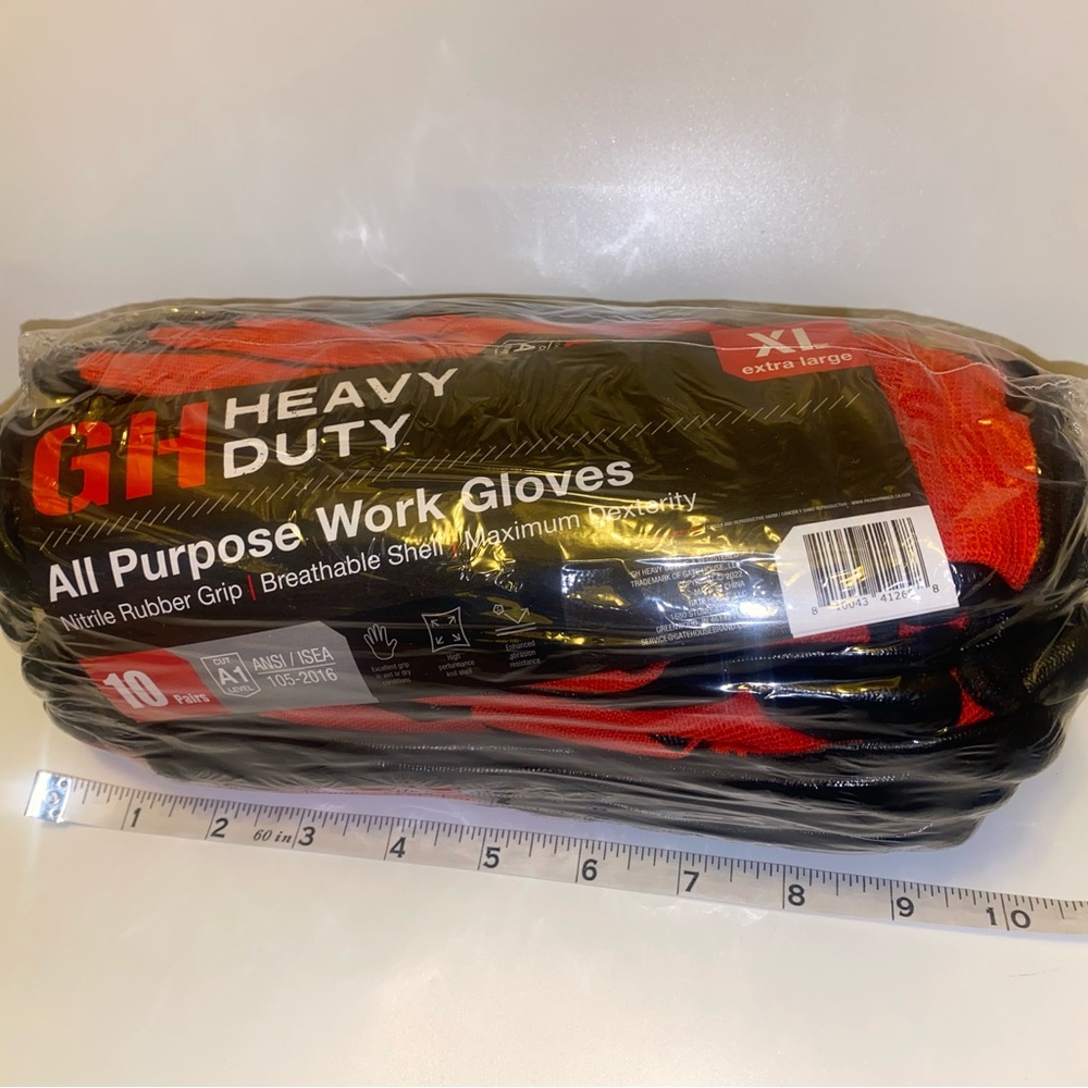 GH Heavy Duty All Purpose Work Gloves - Red and Black